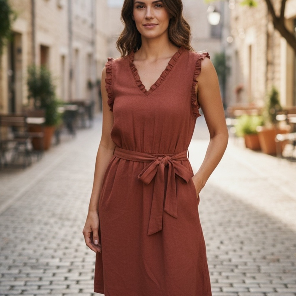Cute Ruffle Trim Dress